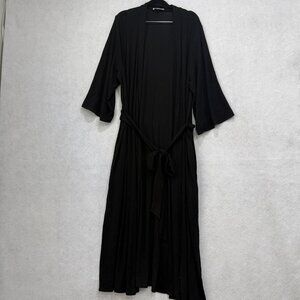 Bodylove Robe Womens 4XL 5XL Black Belted Long Duster Lightweight Kimono Plus
